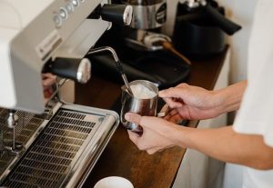 espresso machine, frothing with a wand